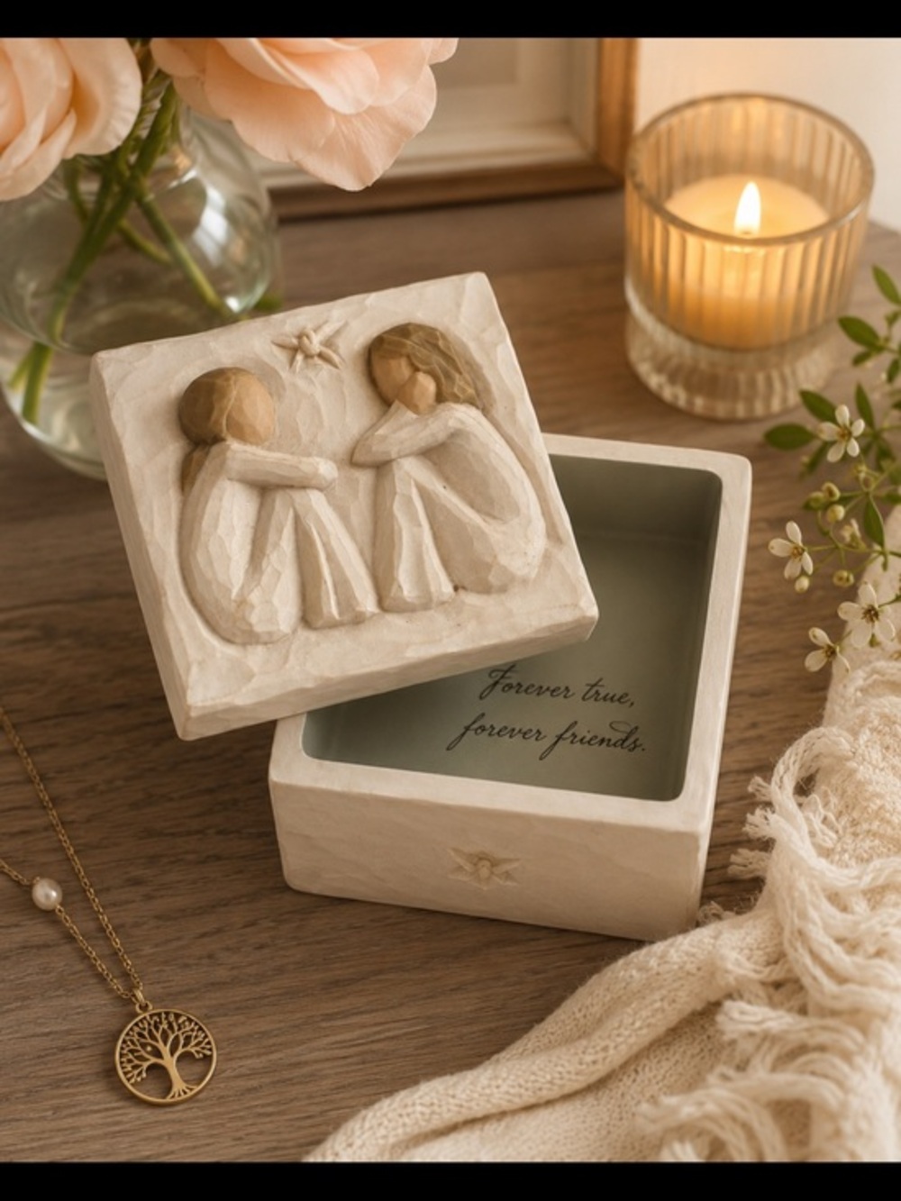 Willow Tree Friendship Keepsake Box by Susan Lordi Demdaco Trinket Jewelry Box